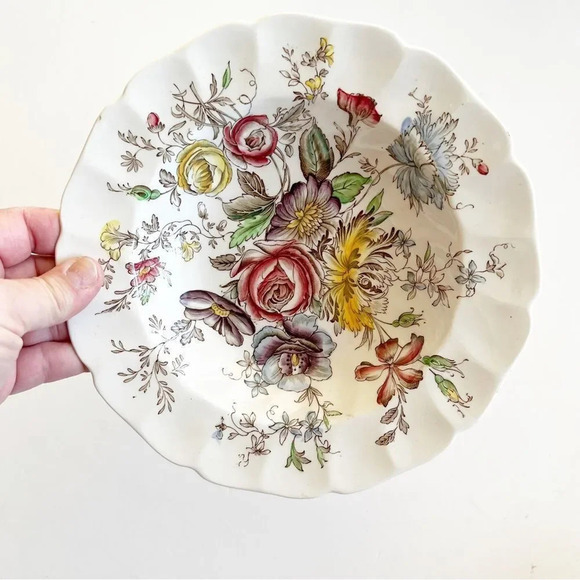 Johnson Bros England Sheraton Shallow Floral Porcelain Bowls Hand Painted Set‎ 2 - Picture 7 of 7